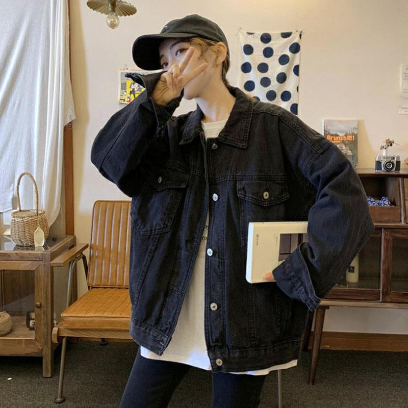 好货黑色牛仔外套女春秋韩版网红衬衣设计感小众上衣宽松工装马甲