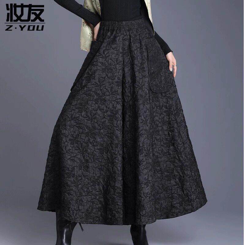 好货裙裤女早秋款2026新款今年流行爆款裤子妈妈高级感提花大摆阔