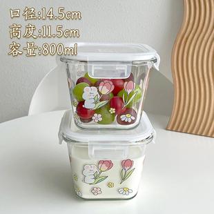 玻璃汤碗微波炉加热专用汤杯可爱小兔上班便携带盖密封保鲜盒饭盒