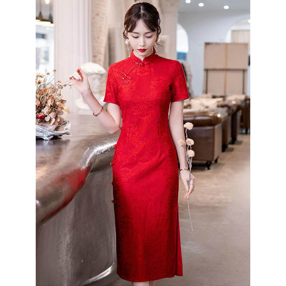 好货旗开得胜中考送考旗袍2026年新款妈妈年轻款小个子国风红色连