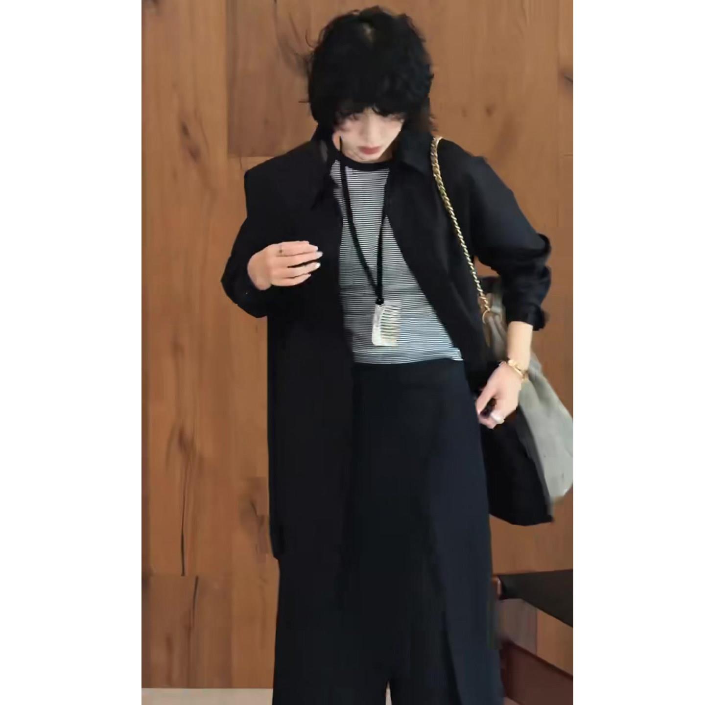 好货通勤风高级感套装女2026早春新翻领净版衬衫+打底短袖+九分阔