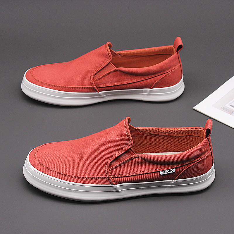 新品男鞋春款低帮懒人一脚蹬帆布鞋百搭舒适透气平底布鞋男士休闲