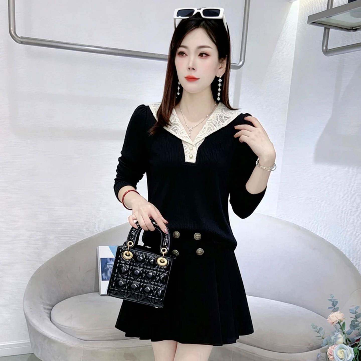 好货时尚洋气蕾丝领长袖T恤女2026秋季新款设计感显瘦百搭小衫上