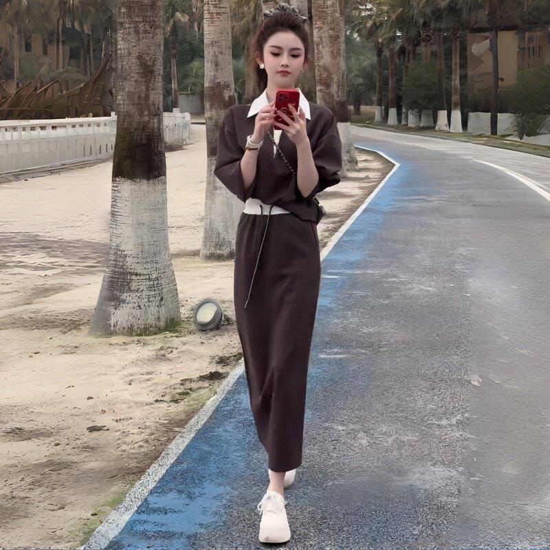 好货韩系时尚洋气套装女士春秋装新款衬衫领卫衣显高半身裙休闲两