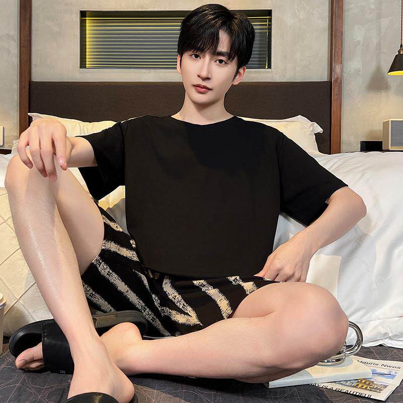 睡衣男款夏季莫代尔短袖短裤男士夏天薄款冰丝凉感舒适家居服套装