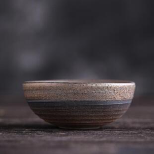 古早烧茶杯 手工粗陶主人杯新中式陶瓷功夫茶具复古窑变品茗杯