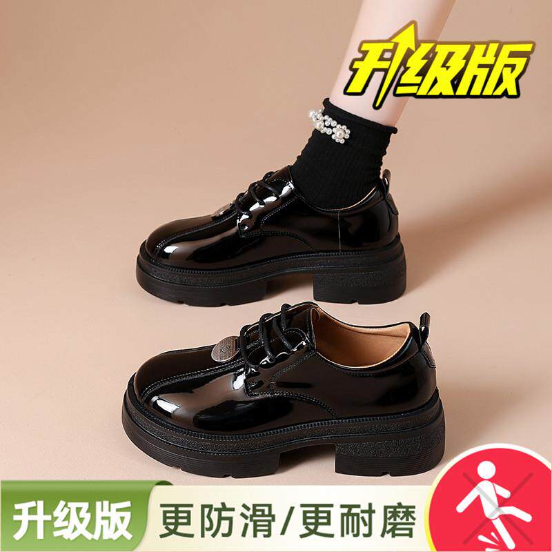 新品小皮鞋女款春季2026新款复古英伦风乐福鞋百搭高级感增高厚底