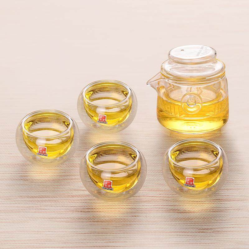一屋窑制玻璃茶具茶杯套装耐热玻璃品茗单杯手工双层主人功夫茶杯