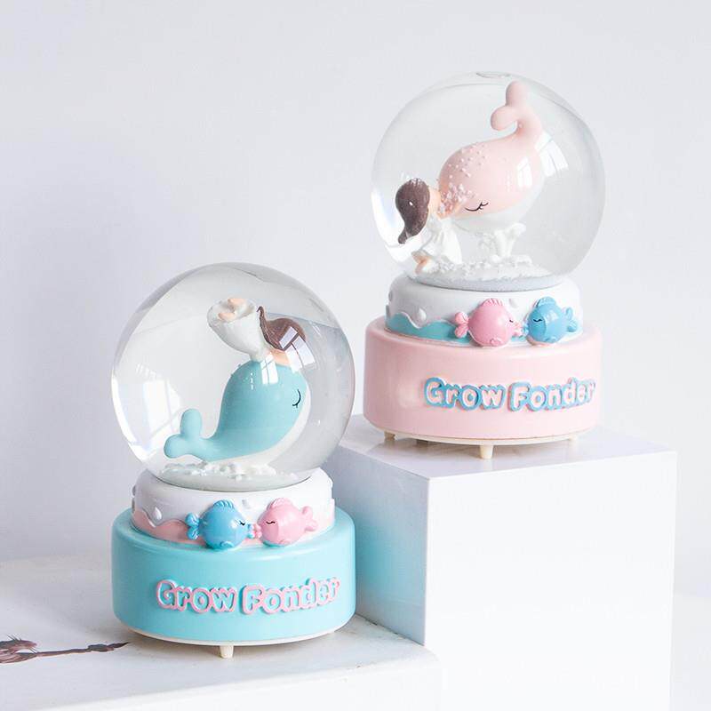 海豚水晶球八音盒旋转带雪花天空之城机芯音乐盒女生儿童生日礼物