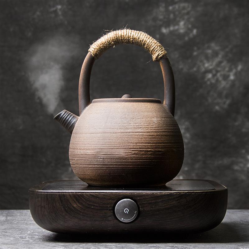 新品粗陶大茶壶酒精灯电陶炉加热普洱煮茶壶提梁壶复古陶瓷烧水泡