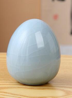 天青汝窑元宝茶宠可养开片仿真鸡蛋茶桌茶玩配件小摆件茶道茶宠