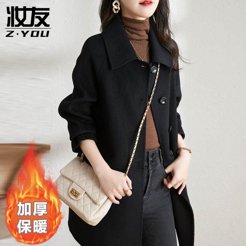 好货驼色毛呢西装外套2026新款爆款高级感中长款大衣女士加棉呢子