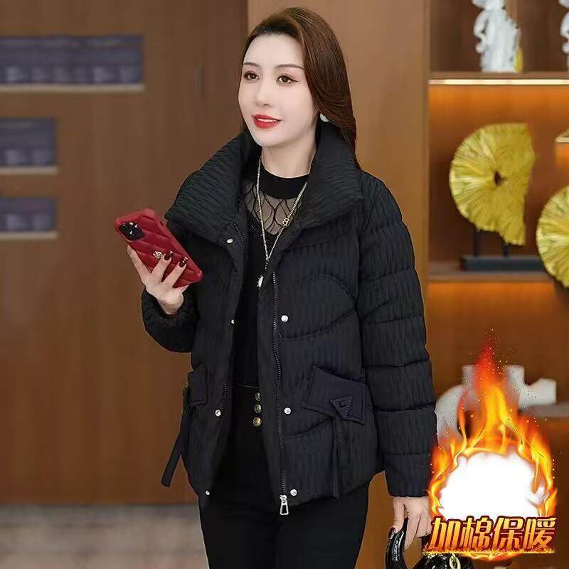好货冬季新款棉衣女短款时尚洋气韩版立领宽松面包服棉服妈妈保暖
