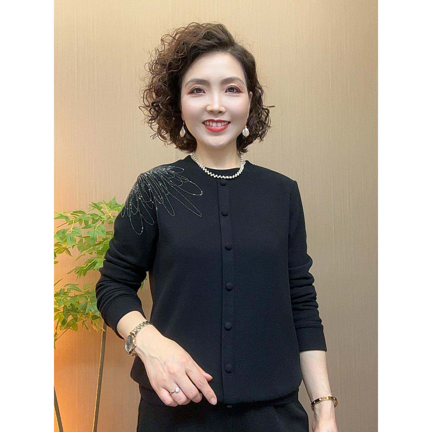 好货中老年时尚女装妈妈打底衫秋冬新款宽松洋气小衫加厚双面绒上