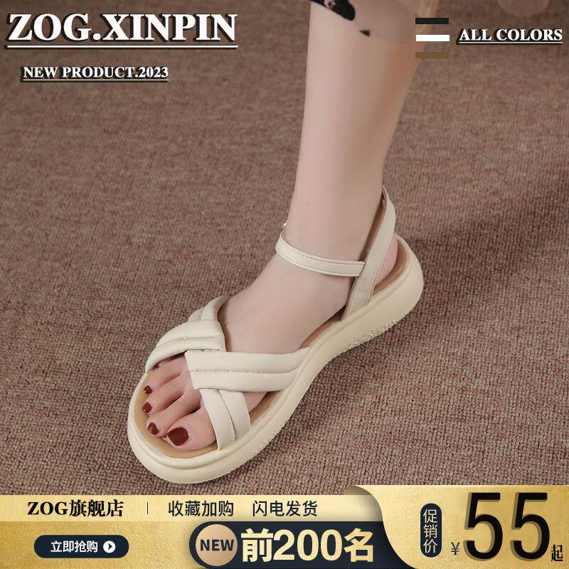 新品法式小凉鞋女2026新款平底配裙子仙女风一字带休闲百搭孕妇罗