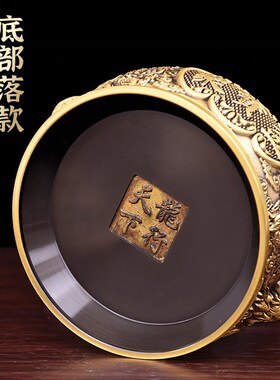 带盖聚宝盆摆件纯黄铜金蟾元宝结婚陪嫁铜制有盖存U钱罐客厅装饰
