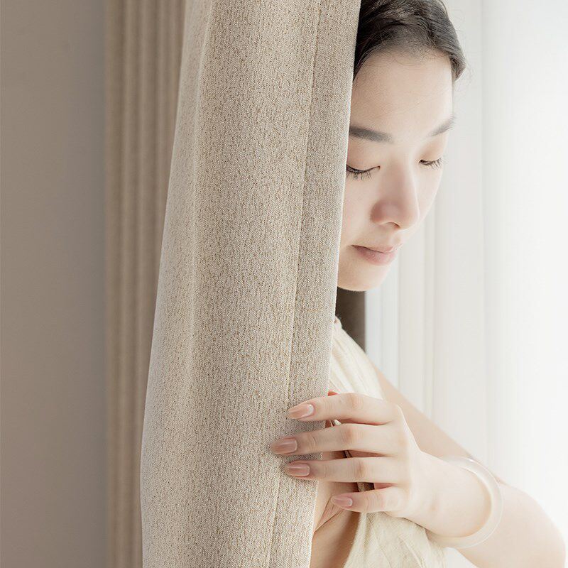 棉麻日式复古中古风窗帘遮光2024E新款卧室高级感客厅轻奢咖色全