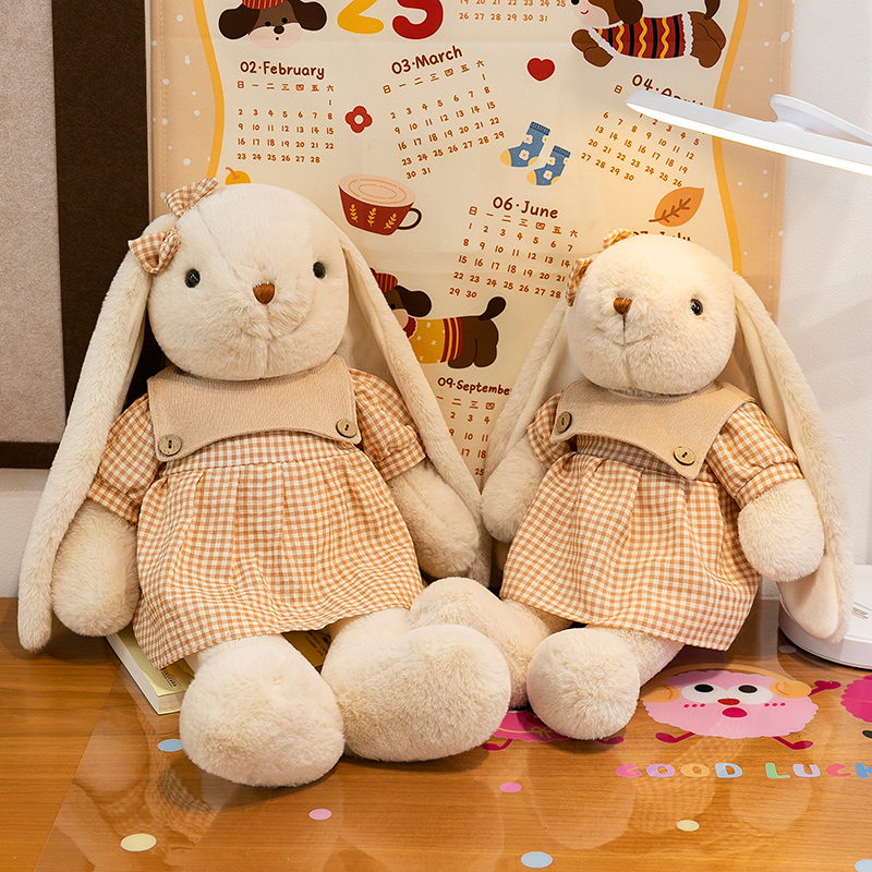 正版百合兔穿裙子毛绒玩偶可爱咖啡兔子布娃娃儿童生日礼物送女友