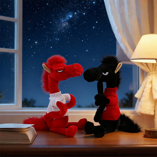 拽马玩偶2026马年吉祥物可爱网红搞怪黑马毛绒大号公仔新年礼物女