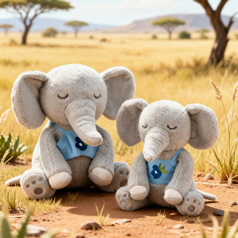 跨境大象可爱呆萌小象毛绒玩偶卡通动物园同款旅行超级软毛绒绒
