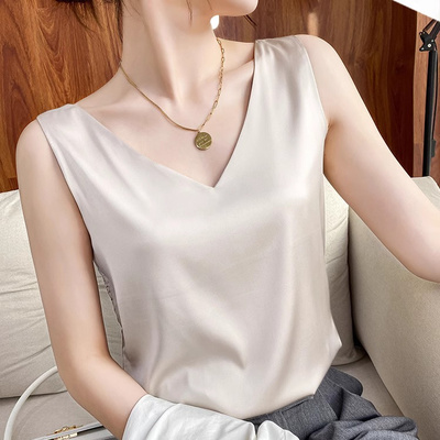 100%桑蚕丝吊带小背心女内搭西装打底衫真丝设计感搭时尚洋气时髦