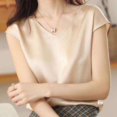 100%桑蚕丝小背心女士款内搭西装打底衫真丝无袖春夏季吊带上衣款