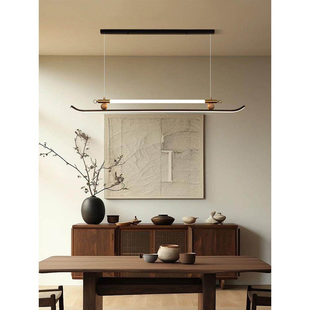 新中式餐厅吊灯现代简约创意个性吧台茶室长条一字形设计师款灯具