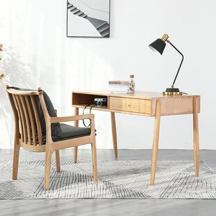 舜伊红橡木书桌日式全实木儿童学习桌写字桌家用电脑桌