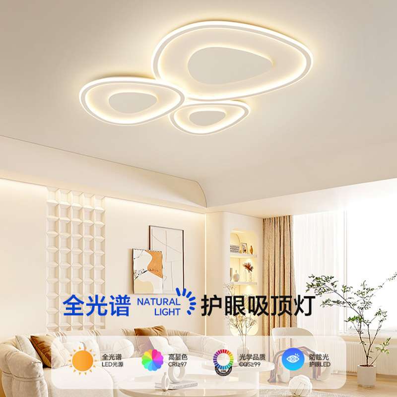 极简全光谱鹅卵石客厅吸顶灯现代简约卧室主灯书房灯2024新款灯具