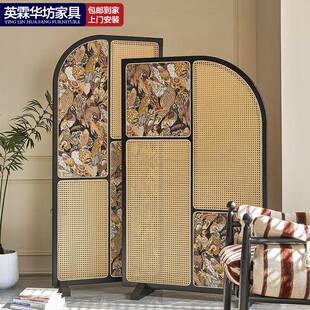 复古玄关屏风隔断入户客厅正对门遮挡中古风镂空可移动实木玄关门