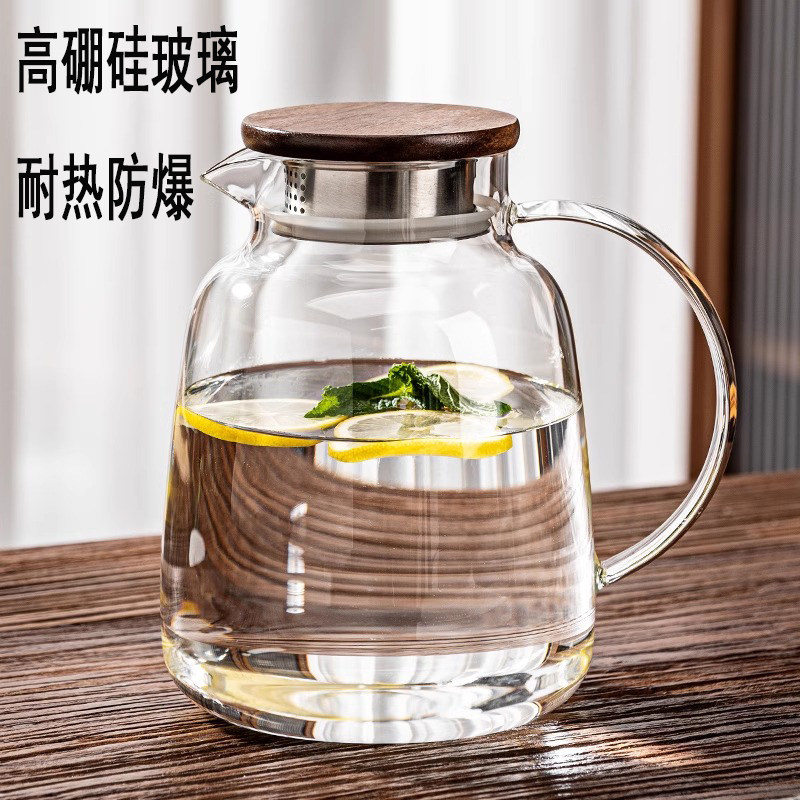 冷水壶玻璃耐高温家用大容量食品级高硼硅加厚储水泡茶果茶凉水杯