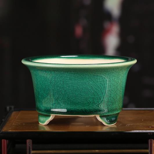 紫砂花盆圆形飘口陶瓷盆景盆张治诚桌面盆栽中国风小盆菖蒲盆