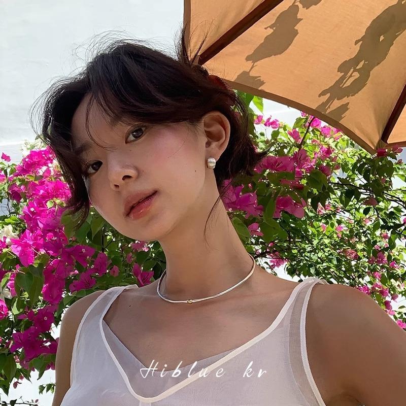 ver同款金色拉丝素圈耳环圈圈女2024新款爆款轻奢高级感耳饰