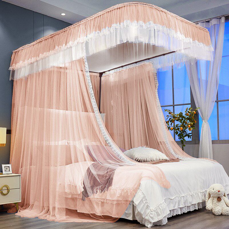 2024新款u型轨道导轨蚊帐 1.5米1.8m双人床 加密加厚纹帐宫廷蚊帐