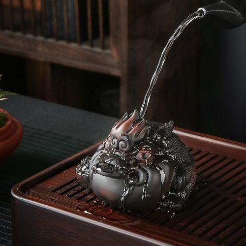 紫陶茶宠摆件可养招财金蟾茶具茶玩复古泡茶桌茶台饰品蟾蜍礼品