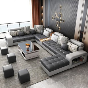 现代简约棉麻布艺沙发猫抓皮沙发U型L型沙发大小户型客厅家具