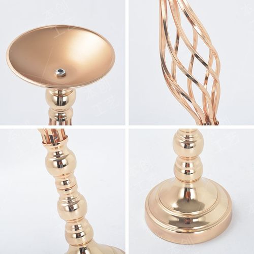 婚庆道具电镀铁艺麻花烛台签到主桌婚庆花器路引装饰酒店插花摆件