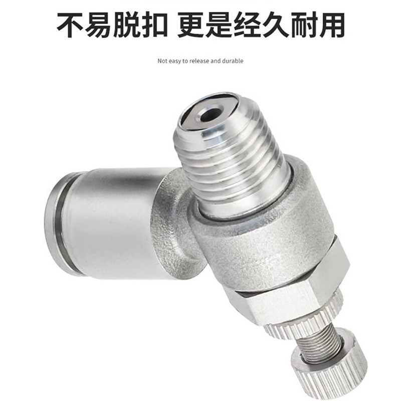 304不锈钢气缸调速接头单向限流气动节流阀SL6-01/8-02/10-03-04