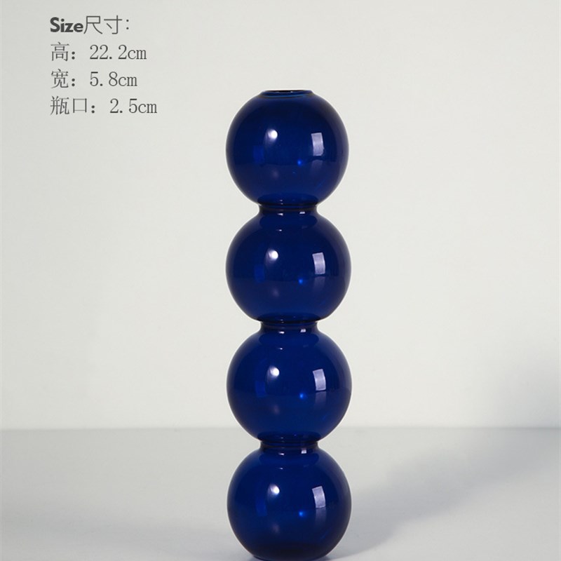 现代创意简约小花瓶摆件彩色玻璃几何透明客厅插花餐桌花瓶装饰品