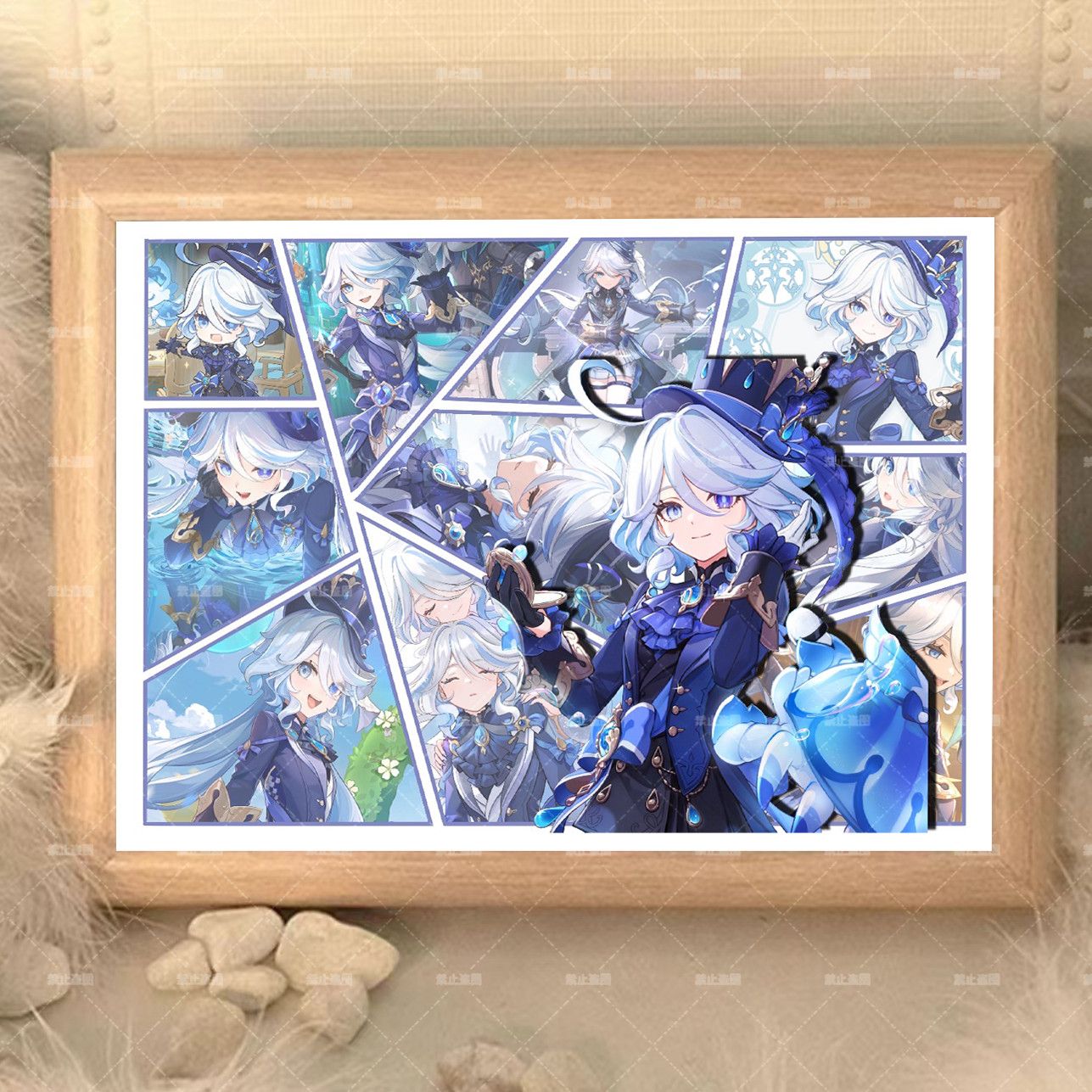 原神周边芙宁娜水晶相框摆台画框