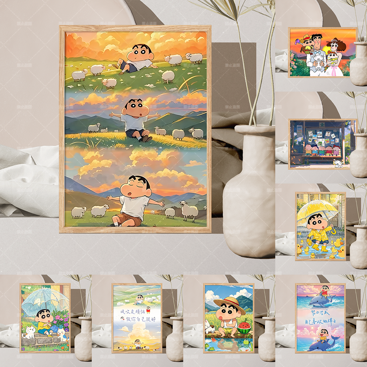 蜡笔小新治愈系相框摆台房间桌面摆件装饰画送朋友闺蜜生日礼物