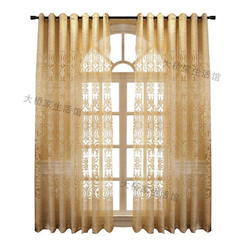 欧式奢华窗纱窗帘镂空半遮光透光隔断简约现代客厅卧室阳台落地窗