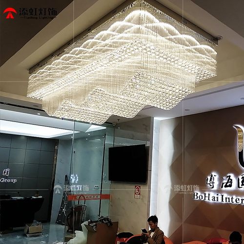 酒店宴会厅长方形客厅灯售楼部波浪形吊灯珠宝店水晶灯工程灯厂家