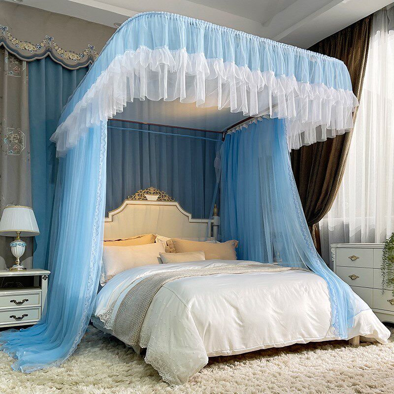 CB#新款导轨蚊帐家用u型轨道1.8米支架可伸缩纹账卧室蚊帐帐漫