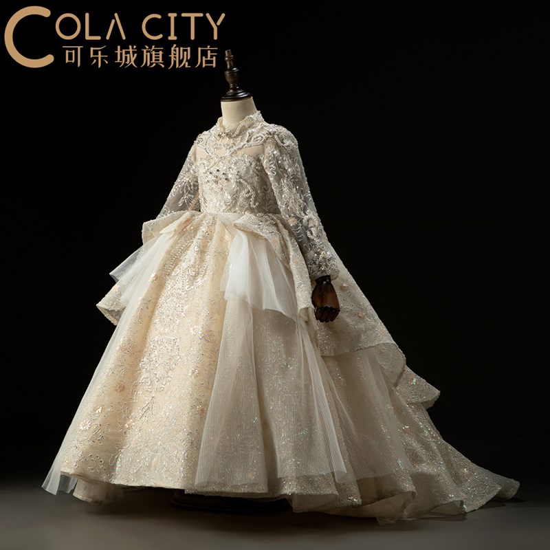 女童公主长裙礼服生日宴会女孩主持人钢琴演出个性T台走秀晚礼服