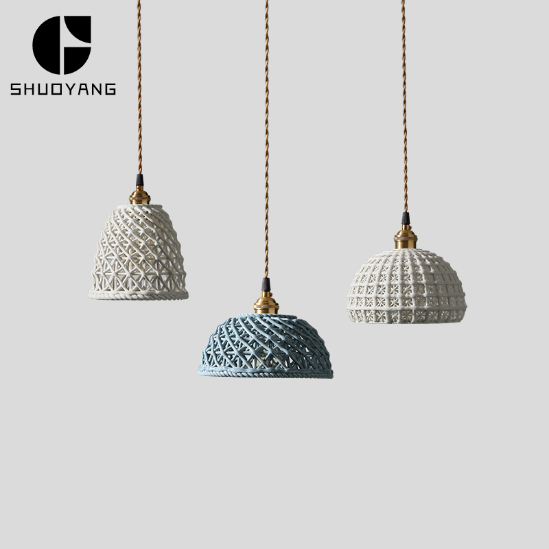 日式陶瓷吊灯床头卧室吧台玄关飘窗衣帽间咖啡厅餐厅黄铜手工灯具