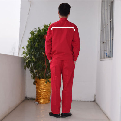 油田工作服防静电纯棉中石油中石化加厚耐磨秋冬红色劳保服男套装