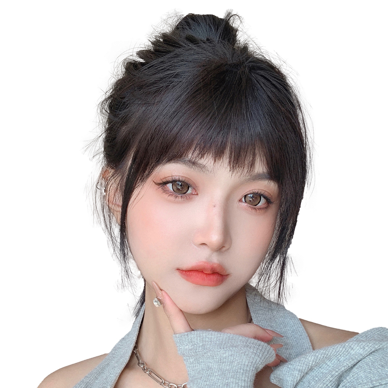 浏海假发真发假浏海女自然前额狗啃眉上自然齐浏海隐形无痕假发片