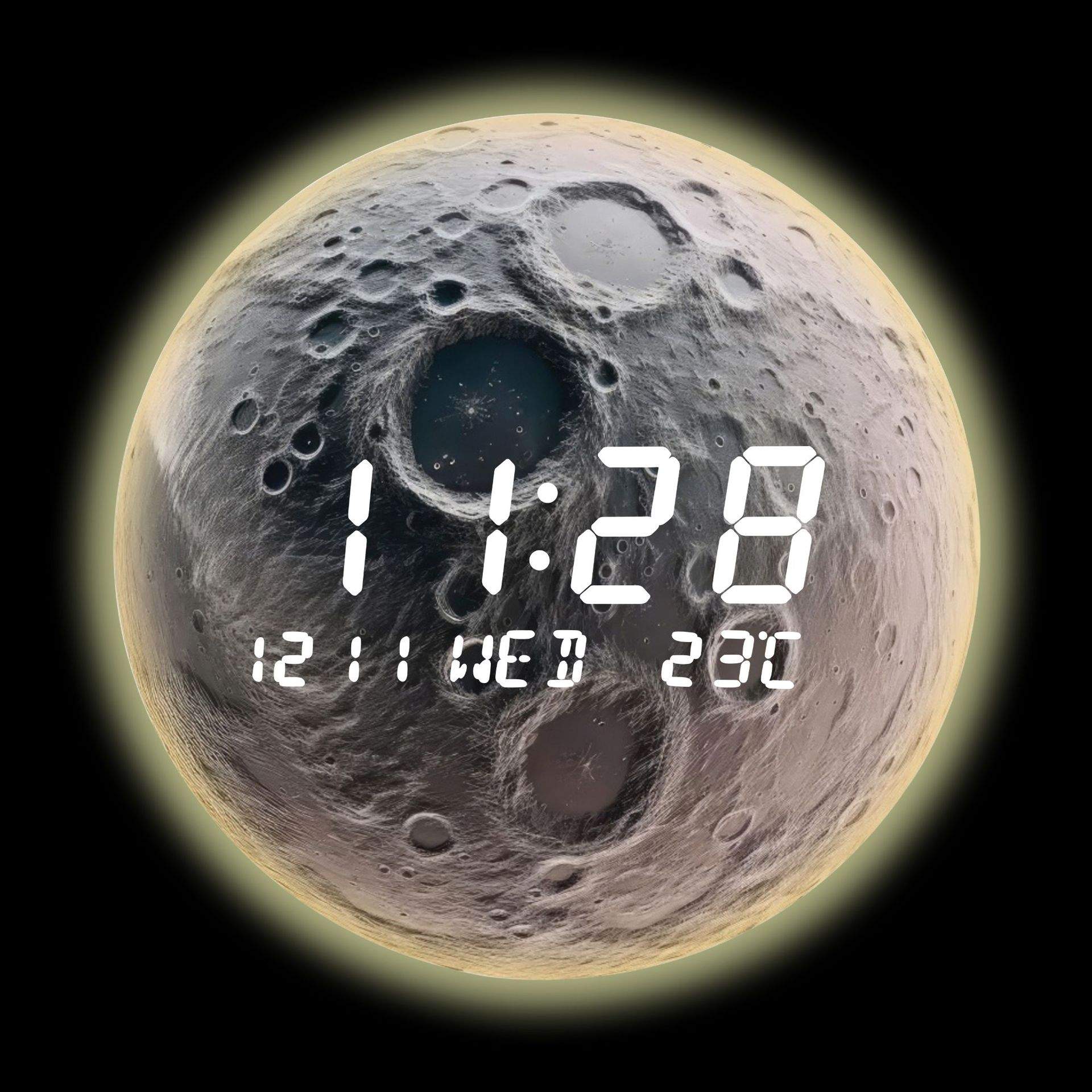 月球挂钟客厅钟表挂墙电子钟网红星球LED电源插电款时钟wallclock