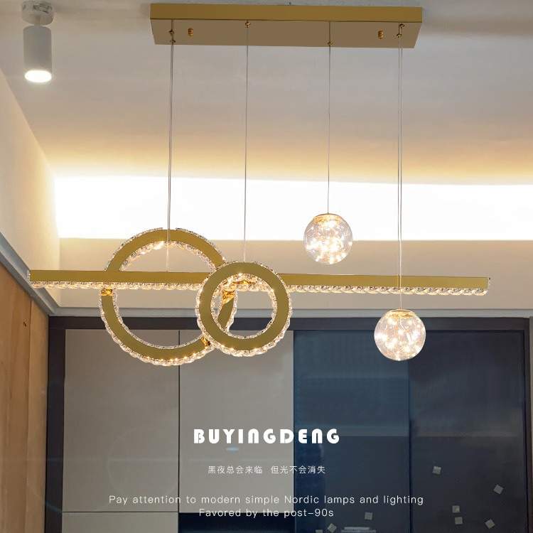 轻奢餐厅灯具餐吊灯2024年新款饭厅餐桌灯现代简约钛金色水晶吊灯